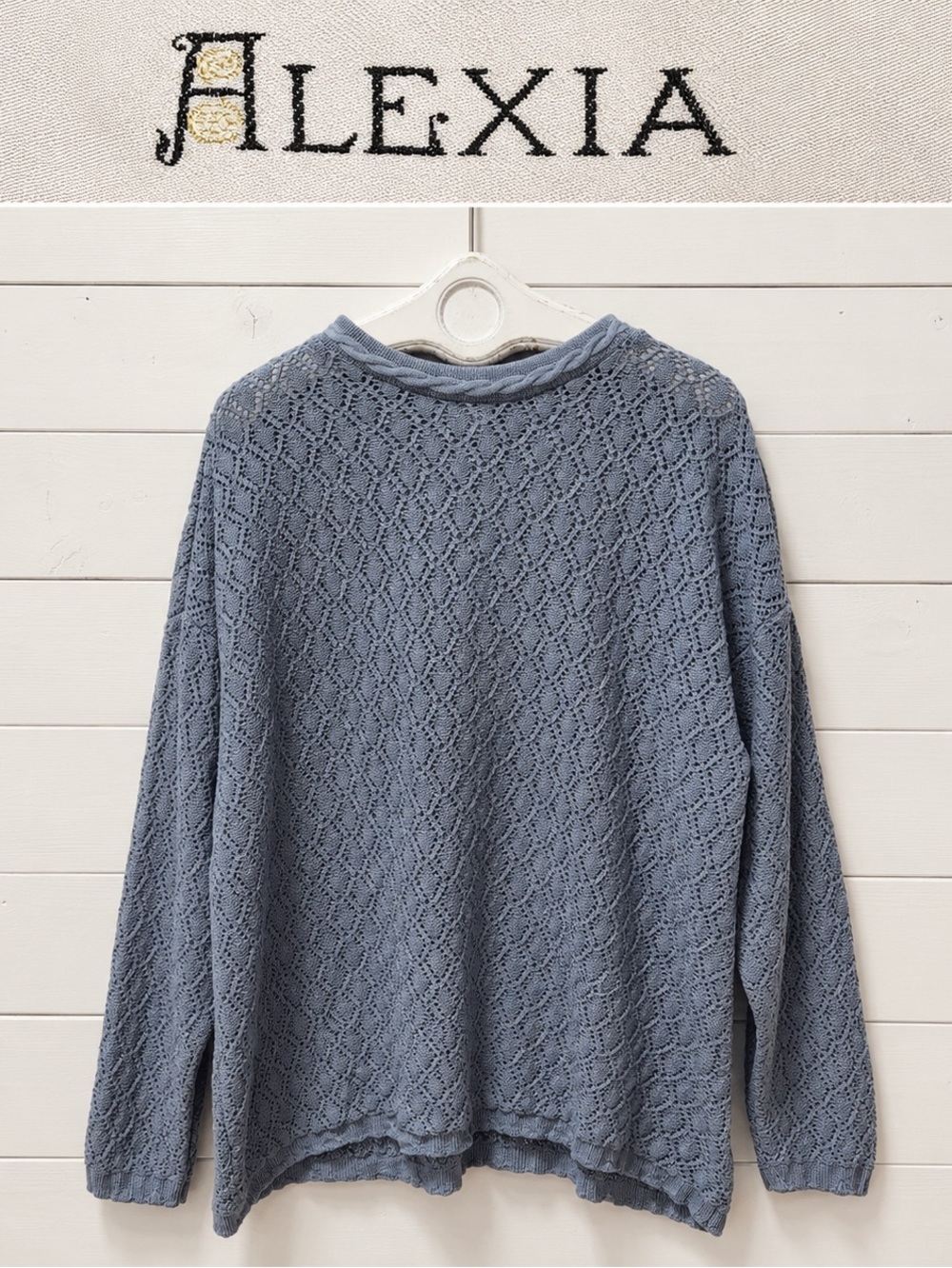 Alexia Vintage Long Cotton Open-Knit Sweater – Size L